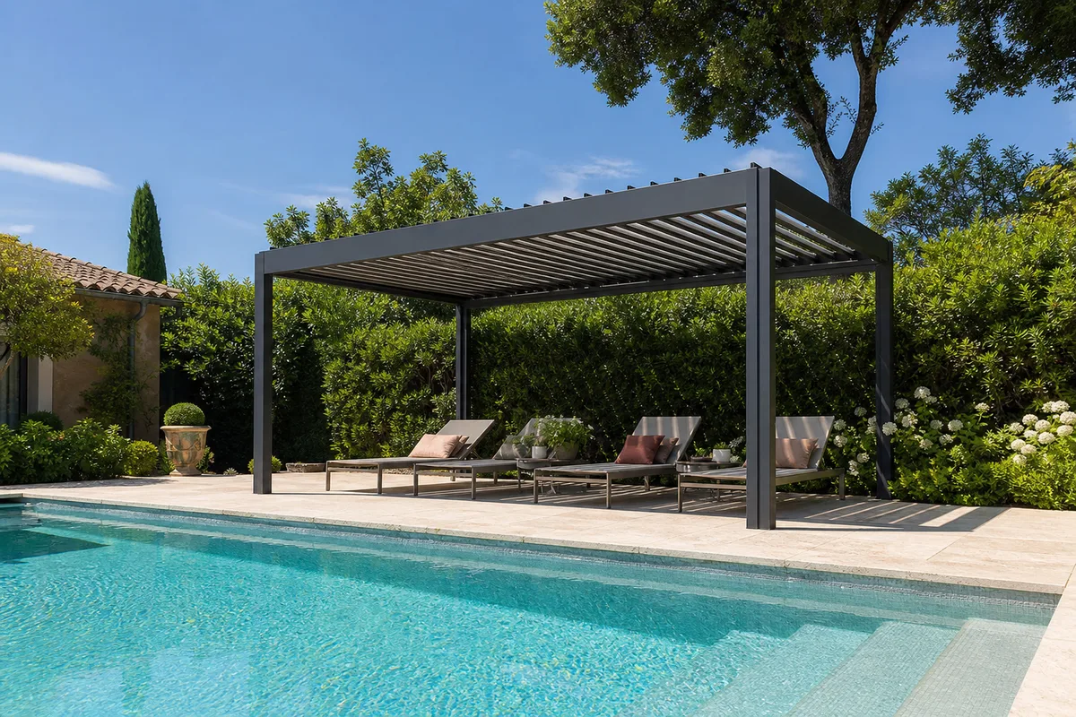 Pergola piscine : structure, implantation, règles et budget